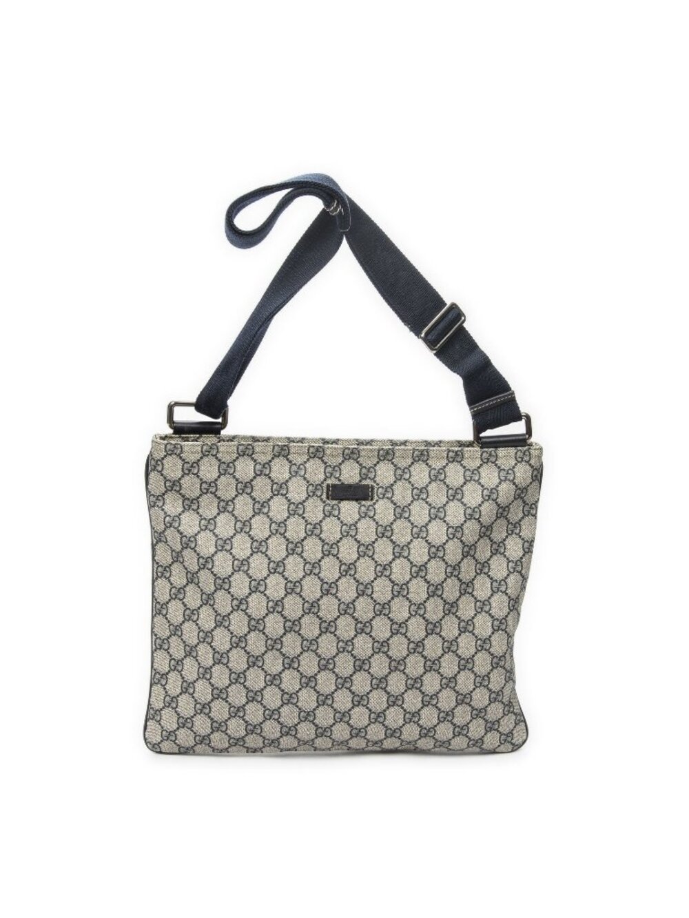 Gucci Large Square Zip Messenger Gray Navy Supreme Canvas